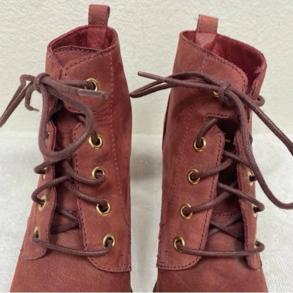 Steve Madden Women's Pennylane Wine Suede Leather Lace Up Heeled Bootie Size 8 - Picture 8 of 15